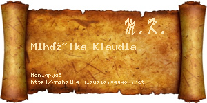 Mihálka Klaudia névjegykártya